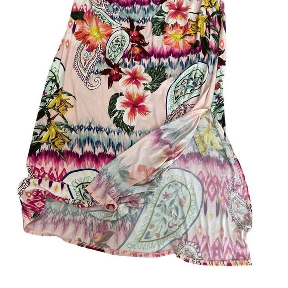 NEW Chicos Ikat Tropical Maxi Skirt Womens Size 2 US 10/12 Large Pull On Elastic - Picture 3 of 8